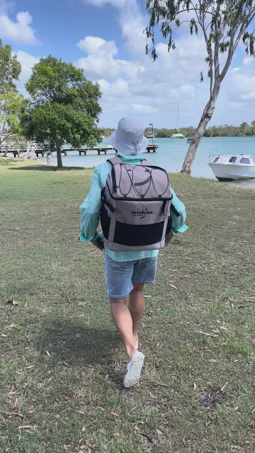 Backpack Soft Cooler with Water Bowls & Drain Plug - Beige